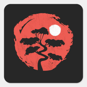 Sticker Carré Bonsai Tree Japonais Zen Master Bouddhiste