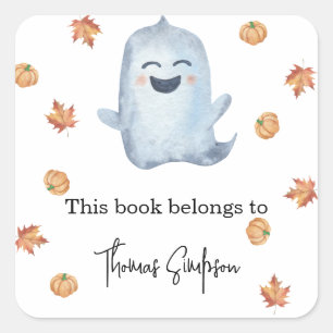 Sticker Carré Boo - ex-libris de la baby shower