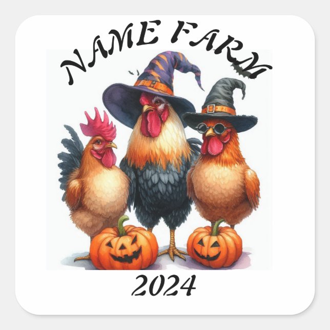 Sticker Carré BOO Halloween sur la ferme (Devant)