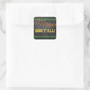 Sticker Carré Boo Y'all Automne Halloween Blackboard Fun