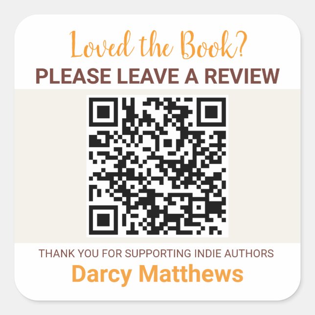 Sticker Carré Book Review Request QR Code Indie Authors Minimal  (Devant)