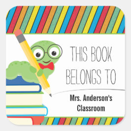 Sticker Carré Bookworm Ce Livre Appartient À