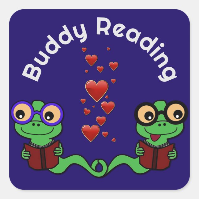 Sticker Carré Bookworms Buddy Lecture (Devant)