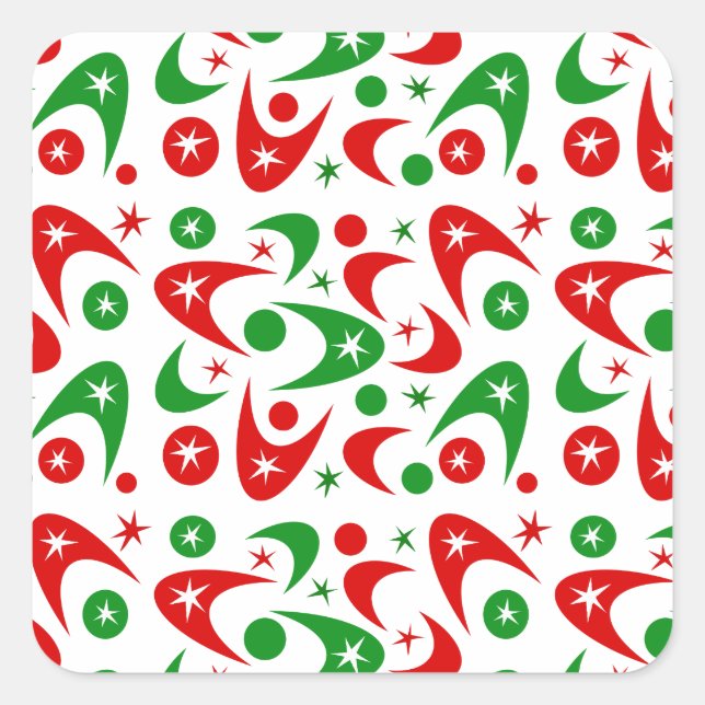 Sticker Carré Boomerangs de Noël rétro (Devant)