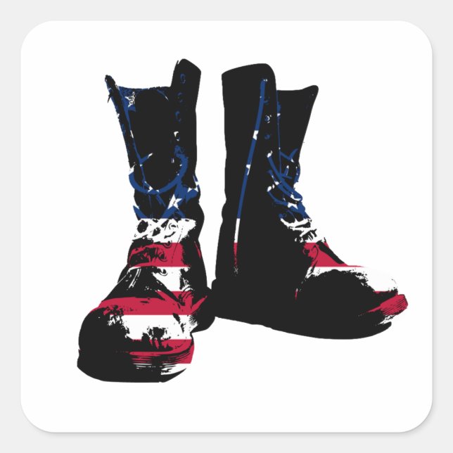 Sticker Carré Boots de combat américains (Devant)