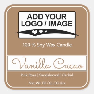 Sticker Carré Bordure Carré moderne Simple Lumière Logo Brown Im