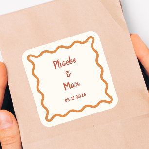 Sticker Carré Bordure Whimsical Wavy manuscrite les années 70 Ma