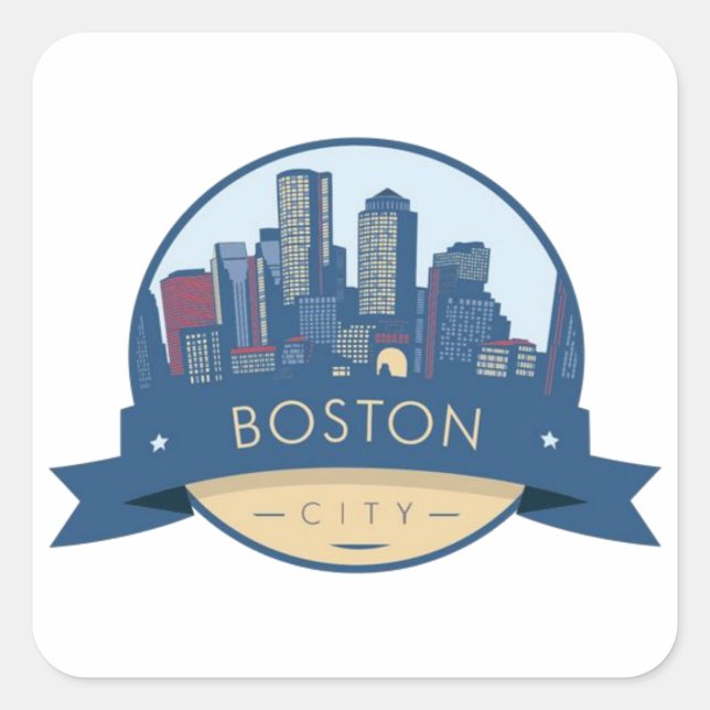 Sticker Carré Boston City Skyline, boston ma skyline (Devant)