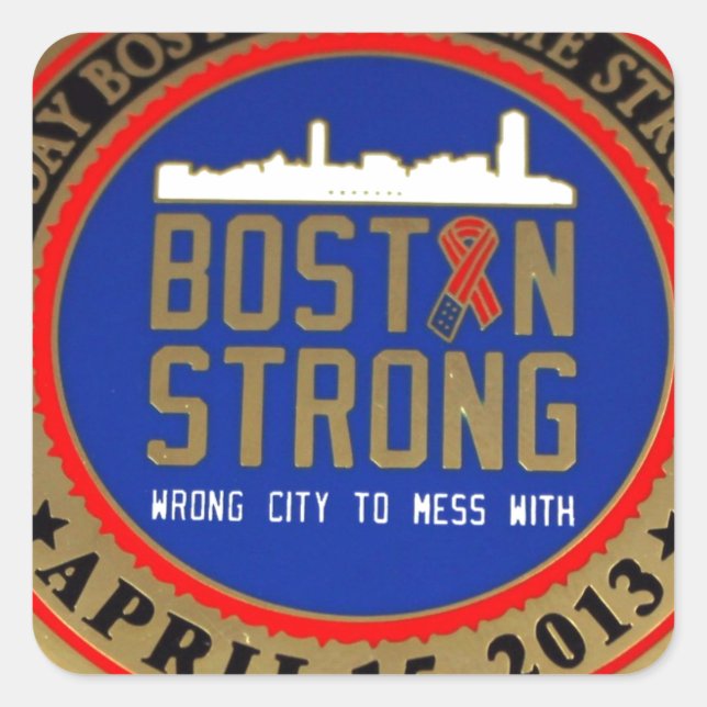 STICKER CARRÉ —BOSTON STRONG- (Devant)