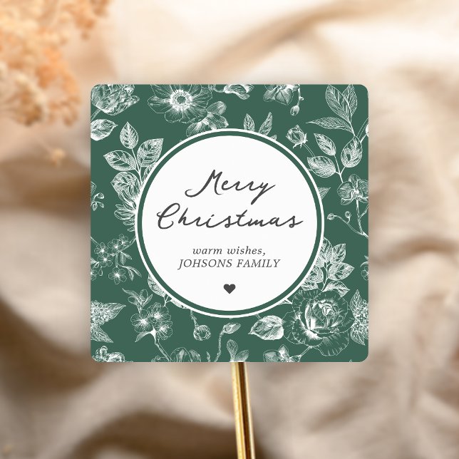 Sticker Carré Botanical Christmas (Christmas Family Holiday Sticker)