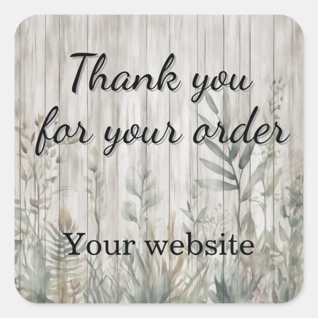 Sticker Carré Botanical Foliage Farmhouse Barn Wood look (Devant)