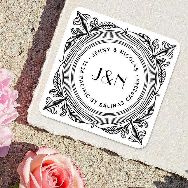 Sticker Carré Botanical Return Address Labels - Custom (Créateur téléchargé)