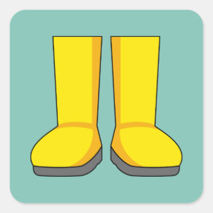 Sticker Carré Botte de pluie en caoutchouc jaune
