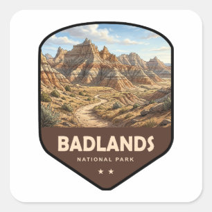 Sticker Carré Bouclier du Parc national de Badlands