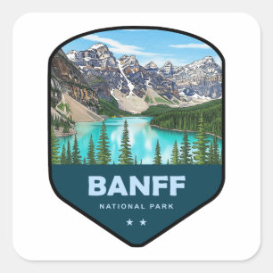 Sticker Carré Bouclier du parc national de Banff