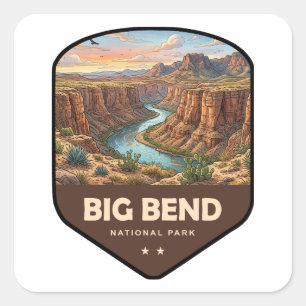 Sticker Carré Bouclier du parc national de Big Bend