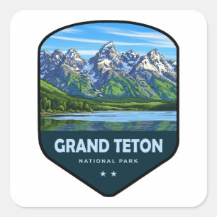 Sticker Carré Bouclier du Parc National de Grand Teton