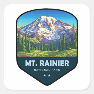 Sticker Carré Bouclier du Parc national du mont Rainier
