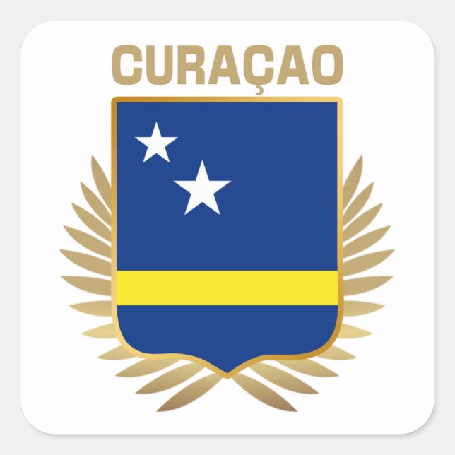 Sticker Carré Bouclier indicateur Curaçao (Devant)