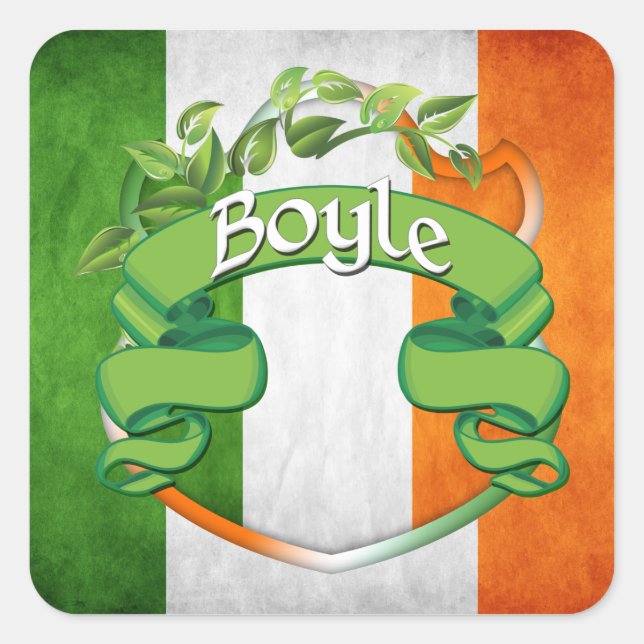 Sticker Carré Bouclier irlandais Boyle (Devant)