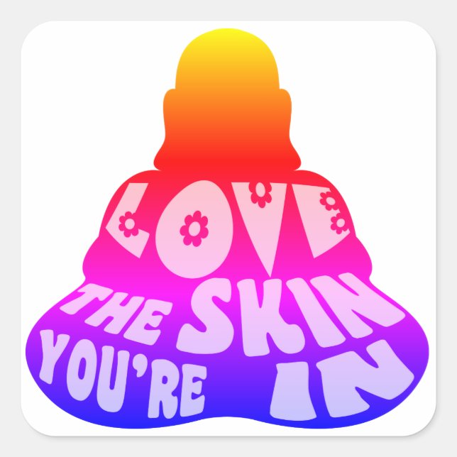 Sticker Carré Bouddha Amour coloré (Devant)
