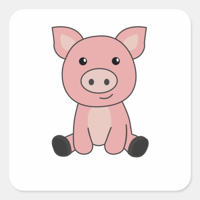 Sticker Carré Boue de cochon de cochon de porc (Devant)