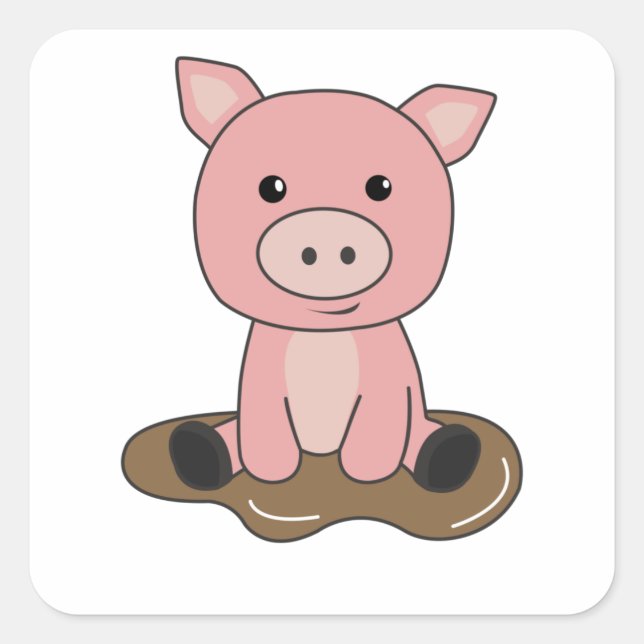 Sticker Carré Boue de cochon de cochon de porc (Devant)