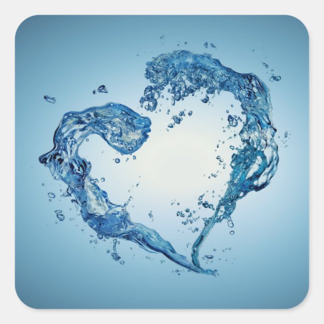 Sticker Carré Bouffées d'eau en forme de coeur (Devant)