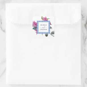 Sticker Carré Bougainvilliers méditerranéens Mariage Enveloppe P