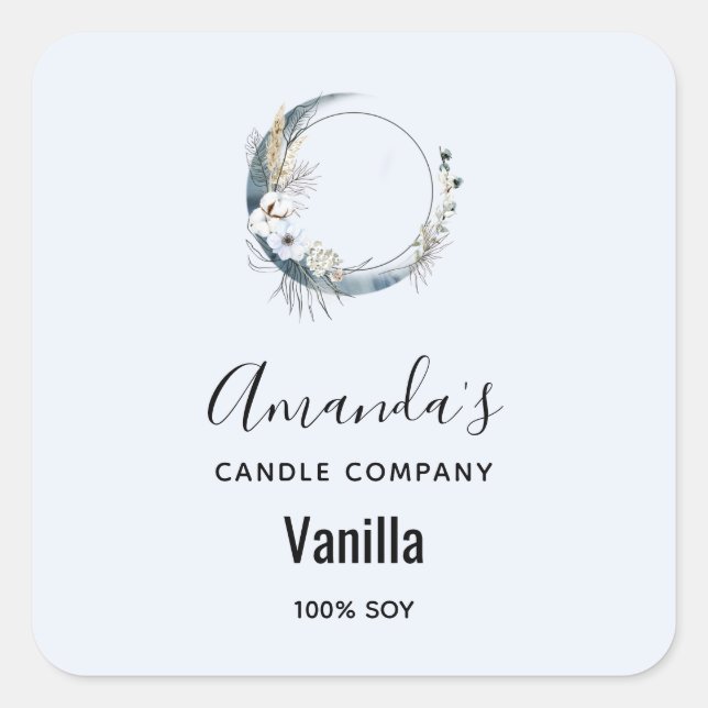 Sticker Carré Bougie Blue Crescent Moon Business (Devant)