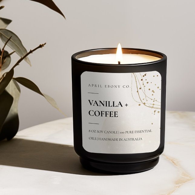 Sticker Carré Bougie d'aquarelle en or de Parties scintillant Ab (Créateur téléchargé)