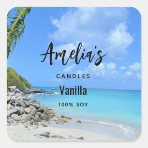 Sticker Carré Bougie de plage tropicale turquoise magnifique pou