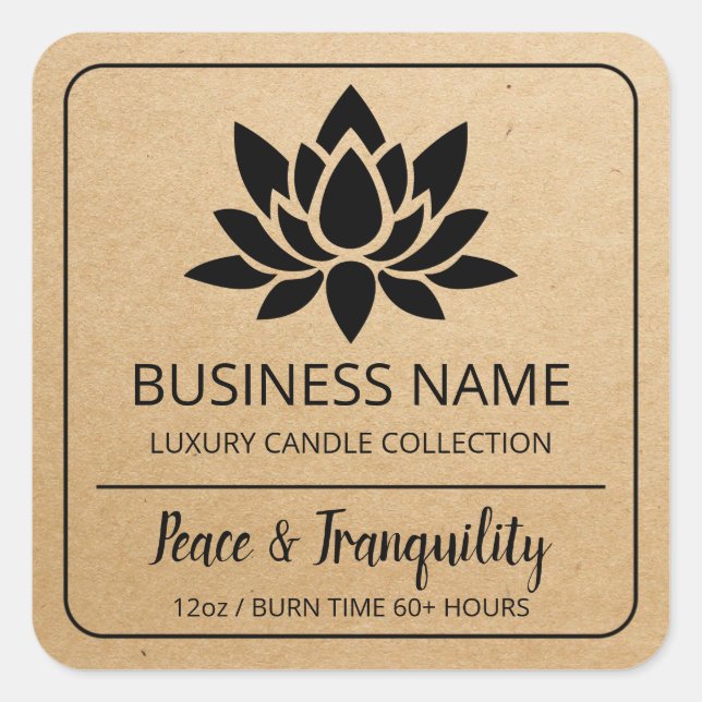 Sticker Carré Bougie de soja brun Lotus Kraft (Devant)