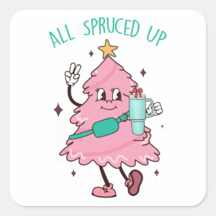Sticker Carré Bougie Fir Life, Bougie Xmas Tree