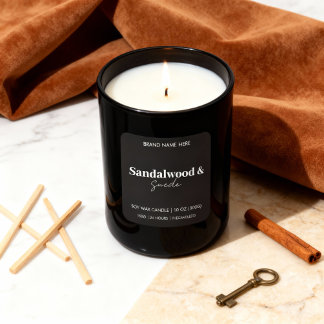 Sticker Carré Bougie personnalisée au bois de santal et au suède