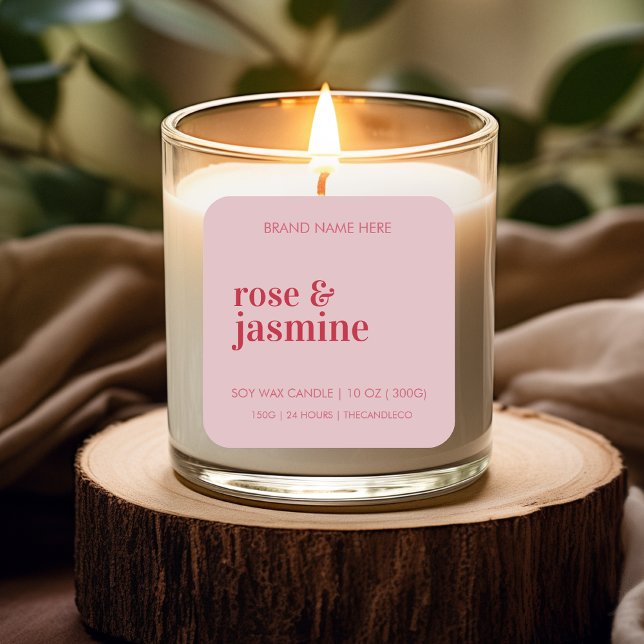 Sticker Carré Bougie personnalisée | Valentines rouges et roses (Créateur téléchargé)