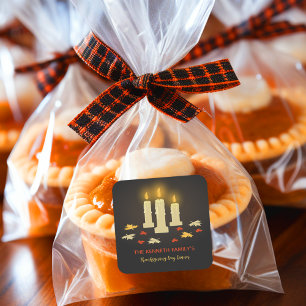 Sticker Carré Bougies chaudes Feuilles colorés Dîner Thanksgivin