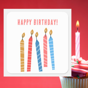 Sticker Carré Bougies colorées d'anniversaire Anniversaire moder