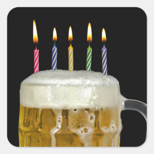 Sticker Carré Bougies d'anniversaire en bière