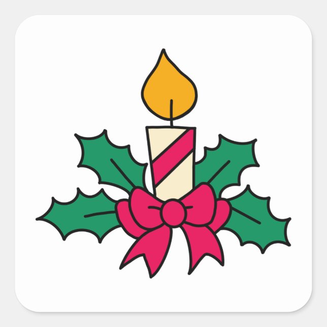 Sticker Carré Bougies de Noël (Devant)