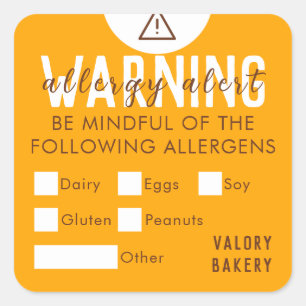 Sticker Carré Boulangerie Alimentation Allergie Alerte Sécurité
