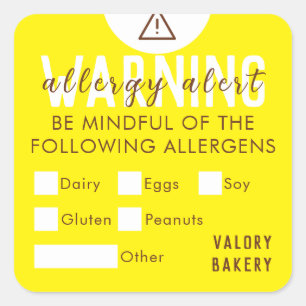 Sticker Carré Boulangerie Alimentation Allergie Alerte Sécurité 
