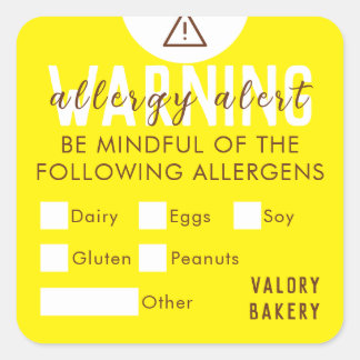 Sticker Carré Boulangerie Alimentation Allergie Alerte Sécurité