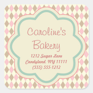 Sticker Carré Boulangerie Boutique, Brown rose géométrique