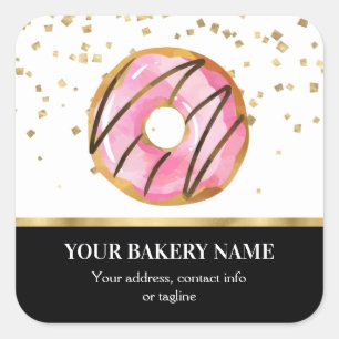 Sticker Carré Boulangerie Commerce Donut Confetti