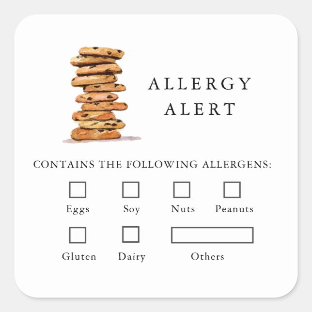 Sticker Carré Boulangerie Cookie Sécurité alimentaire Alerte d'a (Devant)