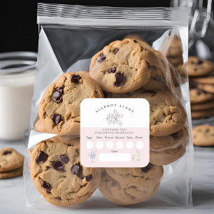 Sticker Carré Boulangerie de gâteaux Alerte aux allergies Ingréd