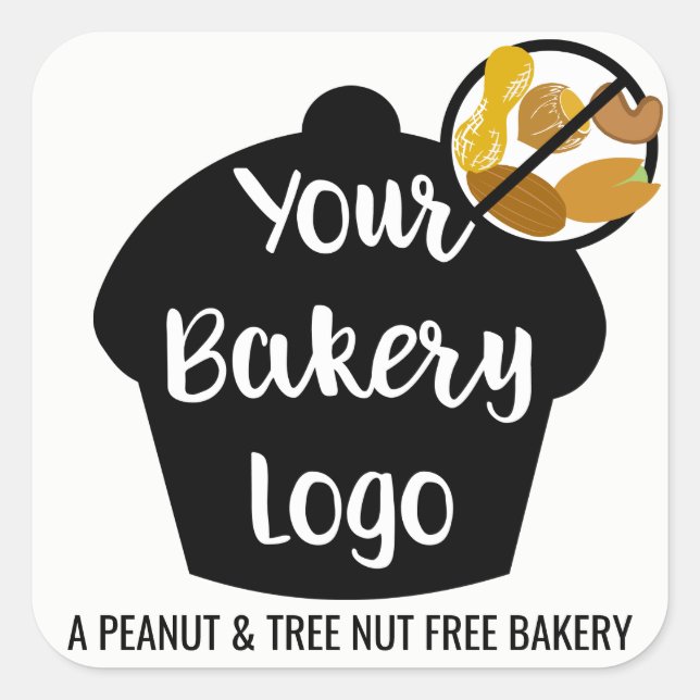 Sticker Carré Boulangerie sans noix d'arachide Logo sur mesure (Devant)
