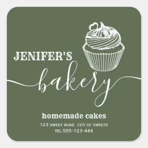 Sticker Carré Boulangerie simple et moderne cupcakes et sucrerie