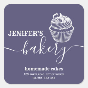 Sticker Carré Boulangerie simple et moderne cupcakes et sucrerie
